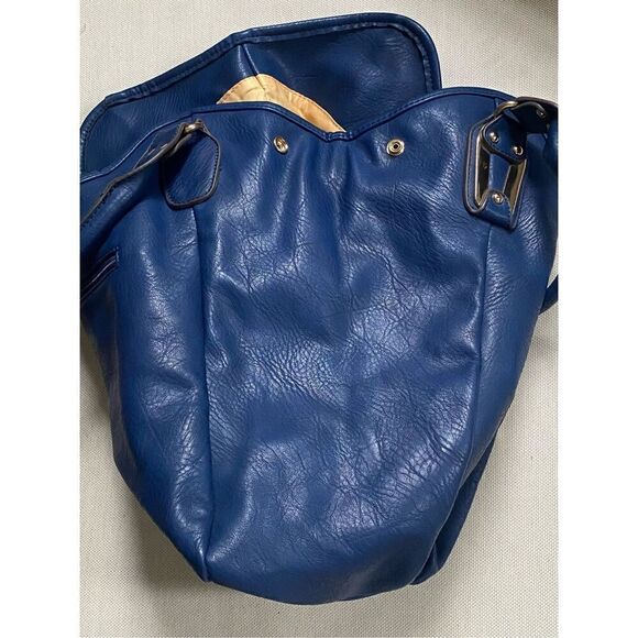 Michael Kors Beautiful Blue Leather Shoulder Handbag With Gold Metal Vintage - Picture 8 of 10